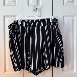 Torrid Plus Size White and Black Striped Studio Shorts